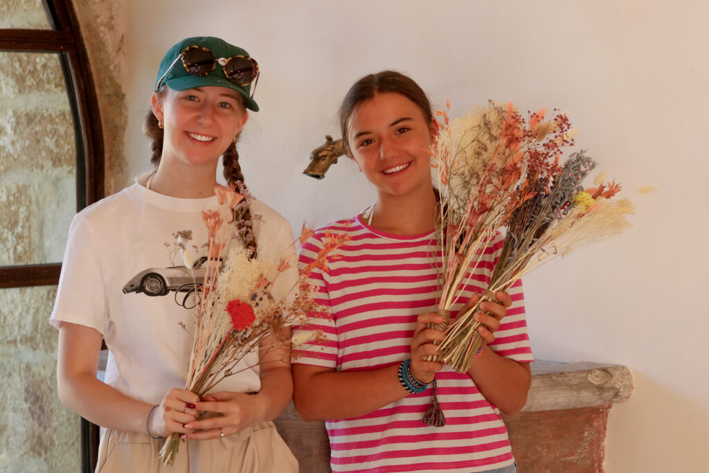 Dried flower creative station at Villa Baulieu wedding venue for guest activities