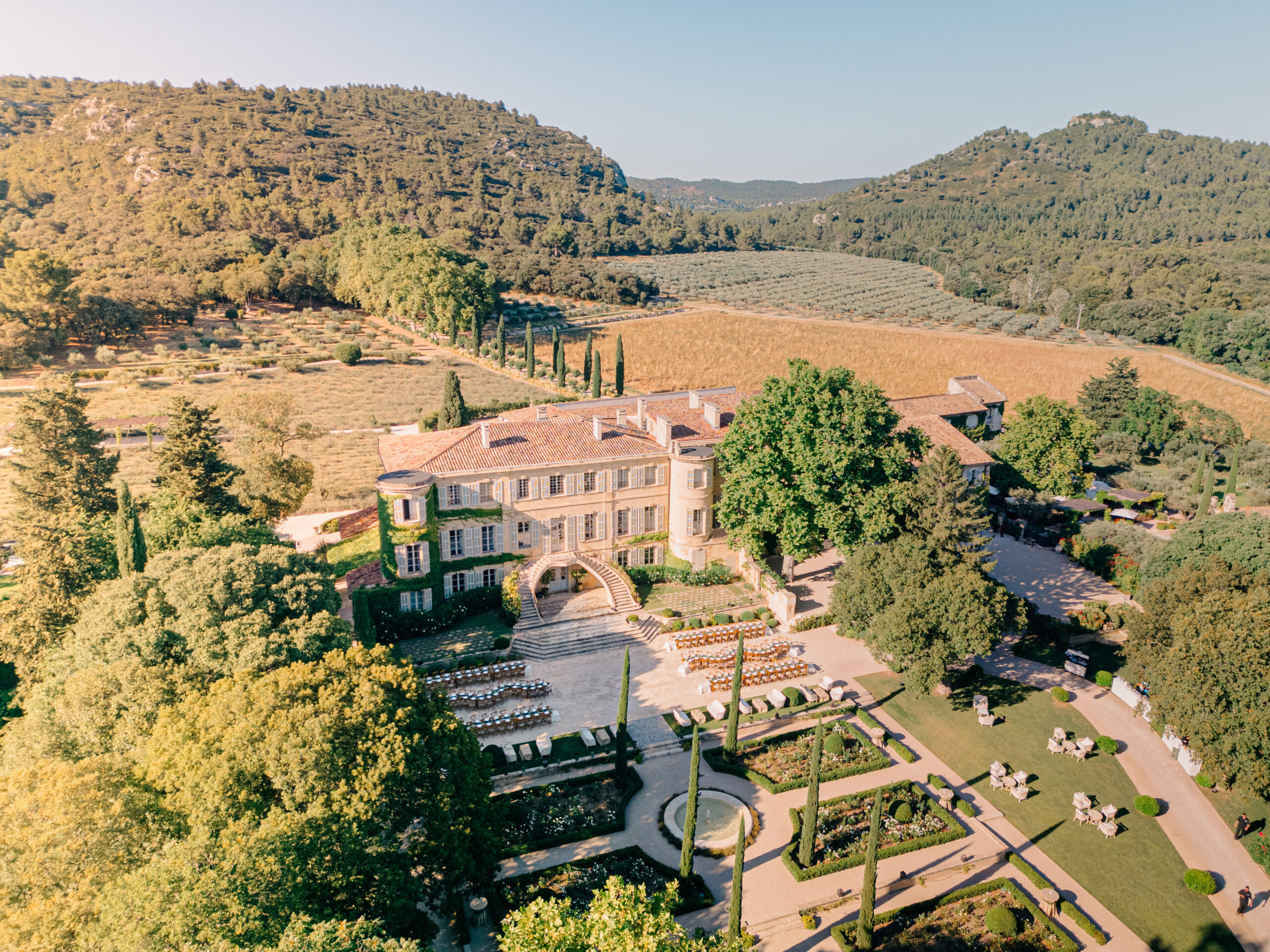Chateau d'Estoublon luxury wedding venue Provence olive groves