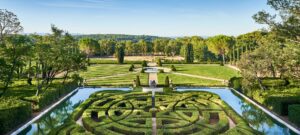 Luxury elopement ceremony at Bastide de Gordes overlooking Provence valley