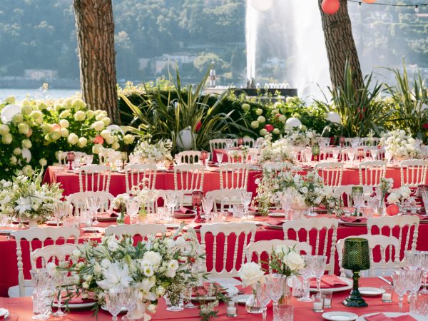 Asian Traditional party  all red and white. Dress code for guests is white here, with the red for the Bride