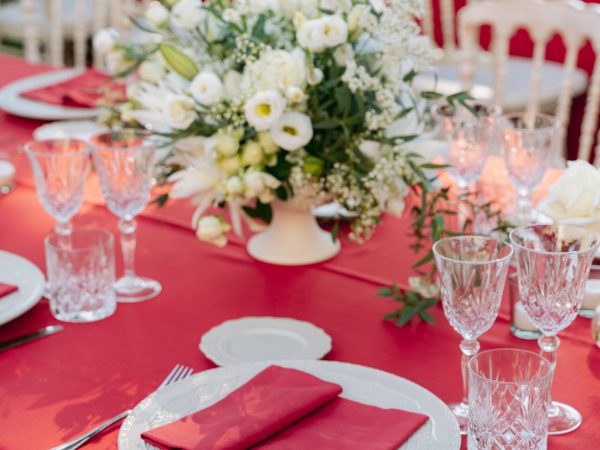 Asian Traditional party  all red and white. Dress code for guests is white here, with the red for the Bride