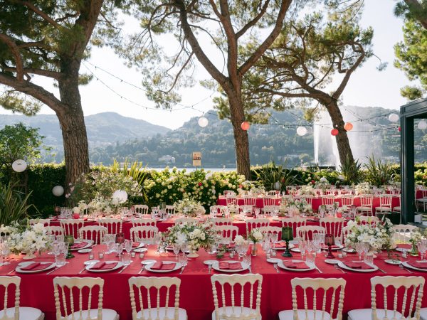 Asian Traditional party  all red and white. Dress code for guests is white here, with the red for the Bride