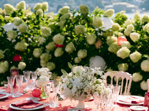 Asian Traditional party  all red and white. Dress code for guests is white here, with the red for the Bride