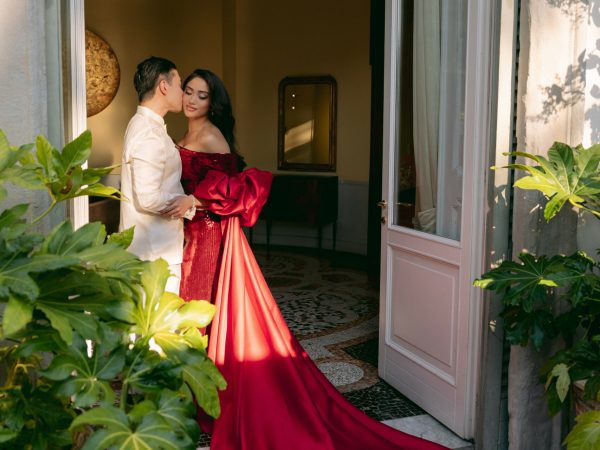 Asian Traditional party  all red and white. Dress code for guests is white here, with the red for the Bride