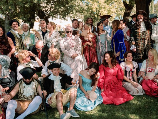 Fun garden party in costumes d'époque! Unique & memorable gift for the guests who had a very unique experience.